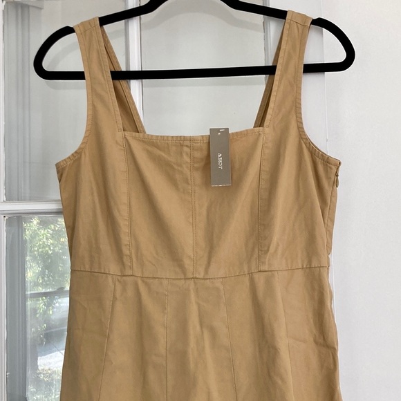 J. Crew Pleated Pinafore Chino Dress in Honey Brown - Picture 7 of 15